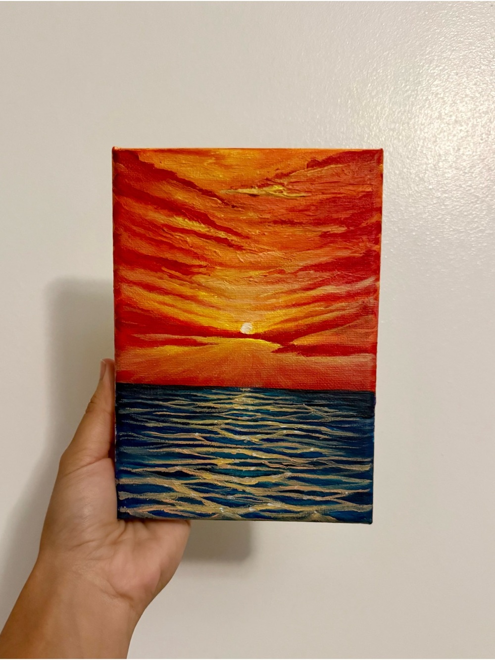 Sunset Seascape Canvas Wall Art - Red Orange Blue